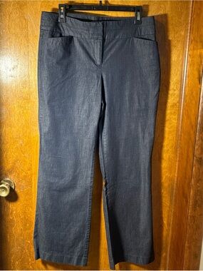 Ann Taylor Loft Denim Blue Wide Leg Dress Pant Sz 10 Original Lightweight